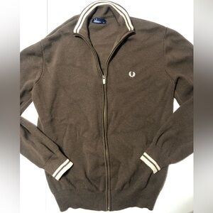 Fred Perry zip brown wool sweater